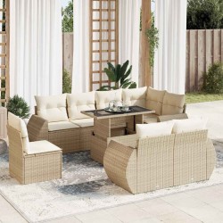 Salon de jardin avec coussins 9 pcs marron résine tressée 493724493724