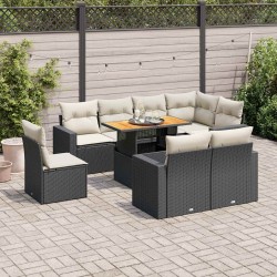 Ensemble de salle à manger pour jardin 9 pcs Noir polyrotin 493827493827