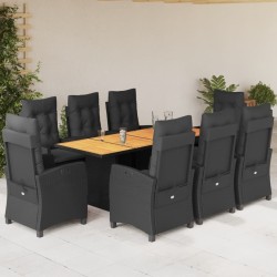Ensemble de salle à manger pour jardin 9 pcs Gris polyrotin 493845493845