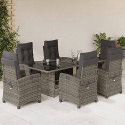 Ensemble de salle à manger pour jardin 9 pcs Gris polyrotin 493889493889