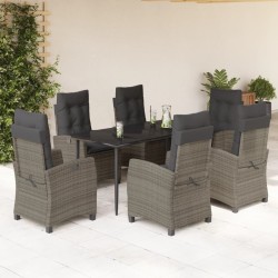 Ensemble de salle à manger pour jardin 9 pcs Gris polyrotin 493890493890