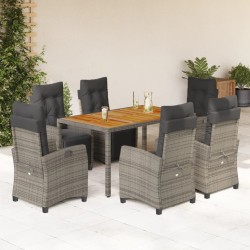 Ensemble de salle à manger pour jardin 9 pcs Gris polyrotin 493891493891
