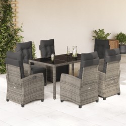 Ensemble de salle à manger pour jardin 9 pcs Gris polyrotin 493892493892