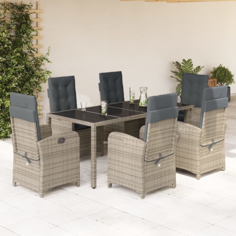 Ensemble de salle à manger pour jardin 9 pcs Gris polyrotin 493893493893