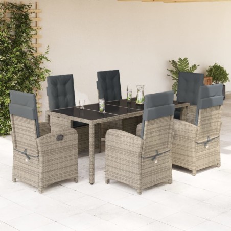 Ensemble de salle à manger pour jardin 9 pcs Gris polyrotin 493893493893