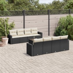 Ensemble de salle à manger pour jardin 9 pcs Beige polyrotin 493914493914