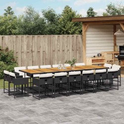 Ensemble de salle à manger pour jardin 9 pcs Gris polyrotin 493971493971