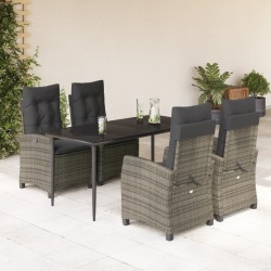 Ensemble de salle à manger pour jardin 9 pcs Gris polyrotin 493975493975