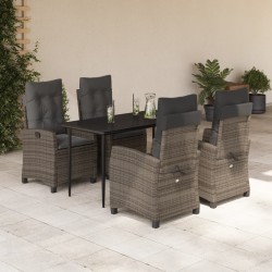 Ensemble de salle à manger pour jardin 9 pcs Gris polyrotin 493976493976