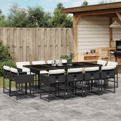 Ensemble de salle à manger pour jardin 9 pcs Gris et Noir 493978493978