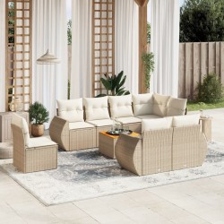Salon de jardin avec coussins 9 pcs marron résine tressée 494104494104