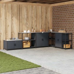 Ensemble de salle à manger pour jardin 5 pcs Noir polyrotin 494108494108