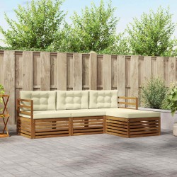 Salon de jardin avec coussins 9 pcs beige résine tressée 494571494571
