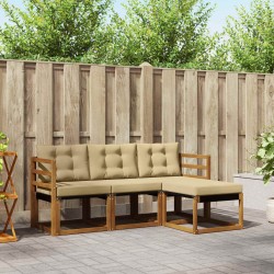 Salon de jardin avec coussins 9 pcs beige résine tressée 494595494595