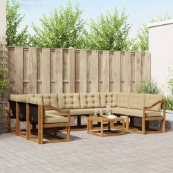 Salon de jardin avec coussins 9 pcs beige résine tressée 494601494601