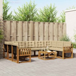 Salon de jardin avec coussins 9 pcs beige résine tressée 494706494706