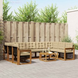 Salon de jardin avec coussins 9 pcs beige résine tressée 494708494708