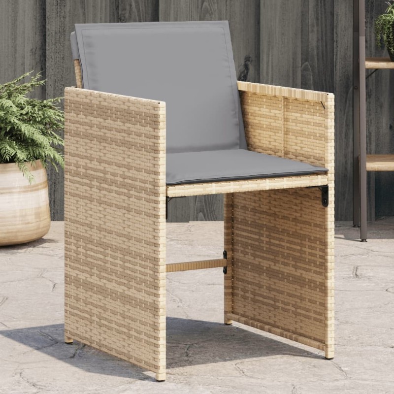 Salon de jardin avec coussins 9 pcs beige résine tressée 494871494871