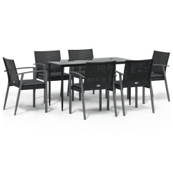 Salon de jardin 11 pcs avec coussins noir résine tressée 494920494920