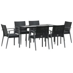 Salon de jardin 11 pcs avec coussins noir résine tressée 494920494920