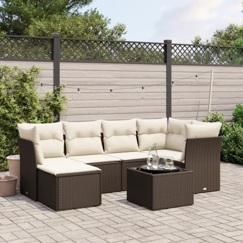 Salon de jardin 6 pcs avec coussins noir résine tressée 494984494984