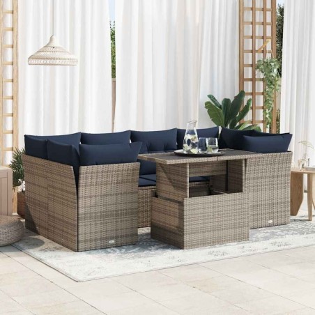 Salon de jardin 6 pcs avec coussins noir résine tressée 494985494985
