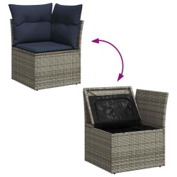 Salon de jardin 6 pcs avec coussins noir résine tressée 494985494985