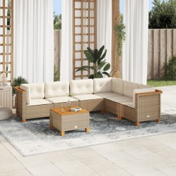 Salon de jardin 6 pcs avec coussins crème Bois de pin massif 494987494987