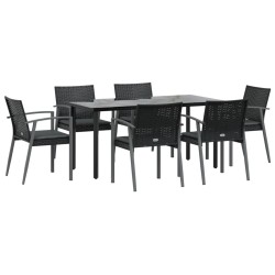 Salon de jardin 11 pcs avec coussins noir résine tressée 494996494996