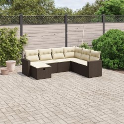Salon de jardin 7 pcs avec coussins Résine tressée Noir 495009495009