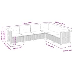 Salon de jardin 9 pcs avec coussins noir résine tressée 495011495011