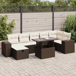 Salon de jardin 9 pcs avec coussins noir résine tressée 495015495015