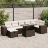 Salon de jardin 9 pcs avec coussins noir résine tressée 495015495015