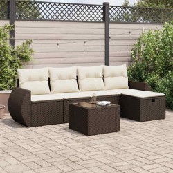 Salon de jardin 10 pcs avec coussins marron résine tressée 495020495020