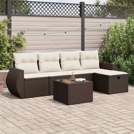 Salon de jardin 10 pcs avec coussins marron résine tressée 495020495020