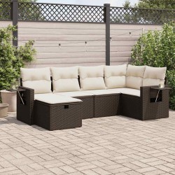 Salon de jardin 10 pcs avec coussins marron résine tressée 495021495021