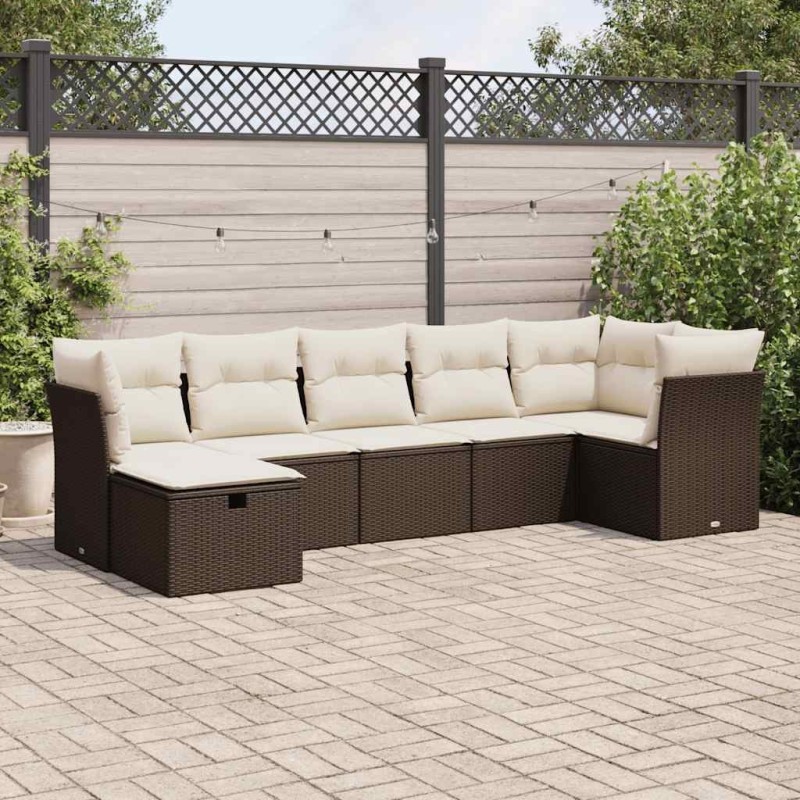 Salon de jardin 9 pcs avec coussins crème bois de pin massif 495025495025