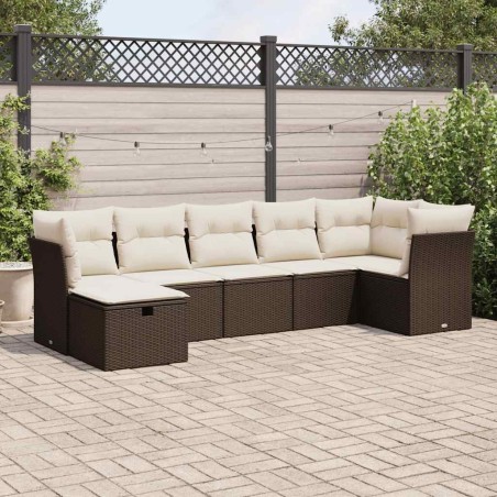 Salon de jardin 9 pcs avec coussins crème bois de pin massif 495025495025