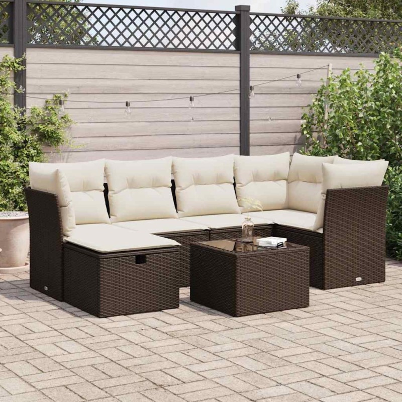 Salon de jardin 9 pcs avec coussins crème bois de pin massif 495027495027