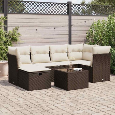 Salon de jardin 9 pcs avec coussins crème bois de pin massif 495027495027