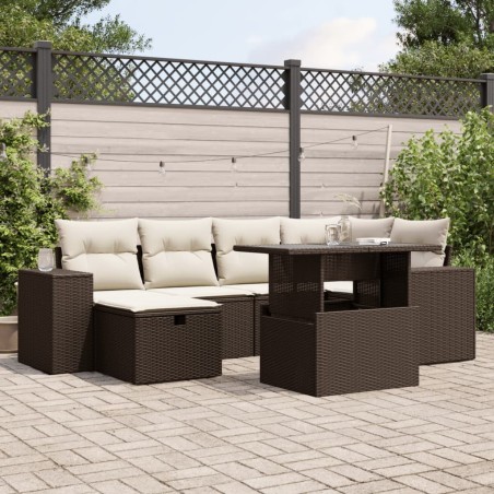 Salon de jardin 9 pcs avec coussins crème bois de pin massif 495028495028