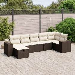 Salon de jardin 8 pcs avec coussins noir résine tressée 495031495031