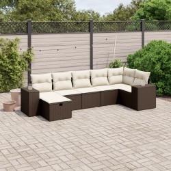 Salon de jardin 8 pcs avec coussins marron résine tressée 495032495032