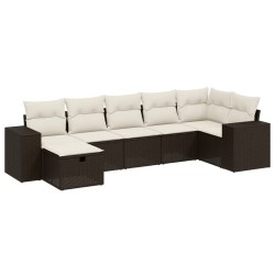 Salon de jardin 8 pcs avec coussins marron résine tressée 495032495032