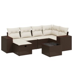 Salon de jardin 8 pcs avec coussins marron résine tressée 495033495033