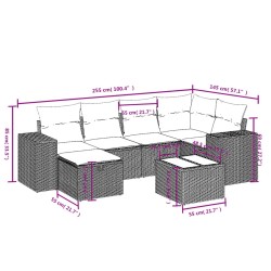 Salon de jardin 8 pcs avec coussins marron résine tressée 495033495033