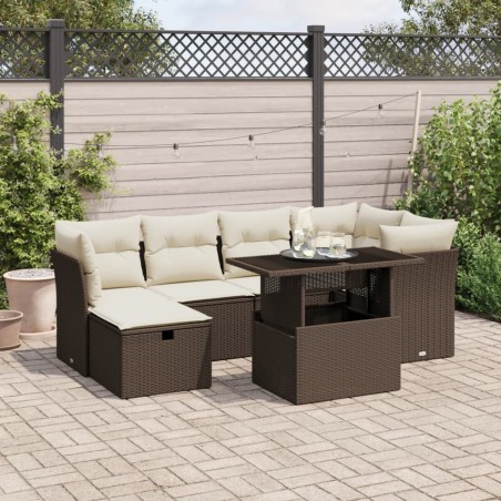 Salon de jardin 8 pcs avec coussins noir résine tressée 495034495034