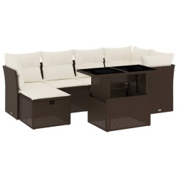 Salon de jardin 8 pcs avec coussins noir résine tressée 495034495034