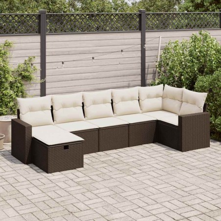 Salon de jardin 9 pcs avec coussins Résine tressée Noir 495035495035