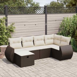 Salon de jardin 10 pcs avec coussins marron résine tressée 495037495037
